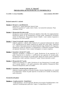 PROGRAMMA DI MATEMATICA