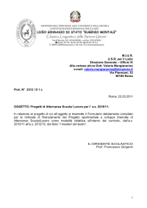 M.I.U.R. U.S.R. per il Lazio Direzione Generale – Ufficio IV Alla