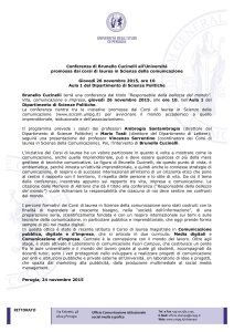 Conferenza di Brunello Cucinelli all`Università promossa dai corsi di