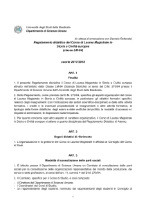 Regolamento didattico del Corso di Laurea Magistrale in