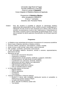 Statistica Medica ed Applicata - Facoltà di Medicina e Chirurgia