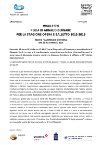 Ufficio Stampa 07/03/2016 RIGOLETTO REGIA DI ARNAUD