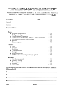 PIANO DI STUDI CdL in Sc. BIOLOGICHE NOR.