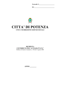 Protocollo N. Del CITTA` DI POTENZA UNITA` DI DIREZIONE