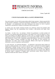 il comunicato stampa dell`Agenzia Piemonte Informa