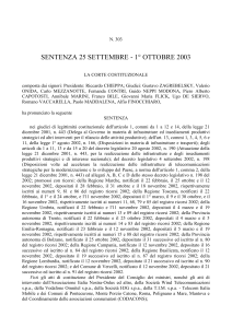 N. 303 Sentenza 25 settembre - 1° ottobre 2003 LA CORTE