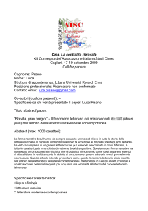 Formulario Call for papers - Associazione Italiana Studi Cinesi