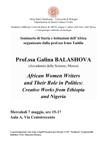 Locandina Prof.ssa Balashova - Dipartimento di Storia Culture Civiltà