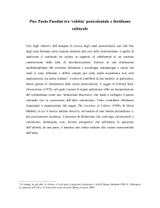 Pier Paolo Pasolini tra `rabbia` postcoloniale e ibridismo culturale