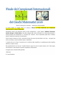 Finale dei Campionati Internazionali dei Giochi Matematici 2016