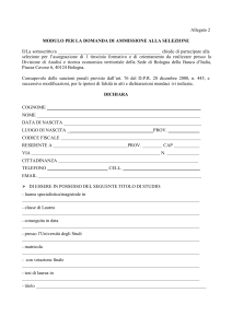Domanda di ammissione - Tirocinio formativo Banca d`Italia