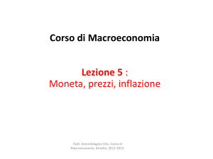 Corso di Macroeconomia Lezione 5 : Equilibrio nel modello a prezzi