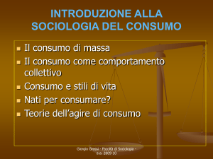 consumismo - Dipartimento di Sociologia e Ricerca Sociale