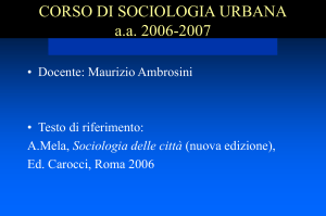 Sociologia delle città - Dipartimento di Scienze sociali e politiche