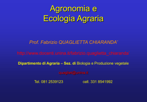 Agronomia ed Ecologia Agraria