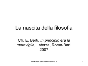 La nascita della filosofia - Consulenza Filosofica