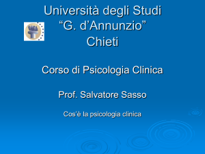 Lezione 1. Cos`è la Psicologia Clinica