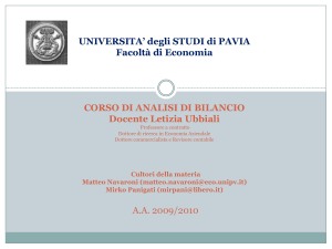 Analisi di bilancio – indici - Università degli studi di Pavia