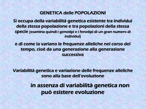 Principi di genetica di popolazioni: l`equilibrio di Hardy