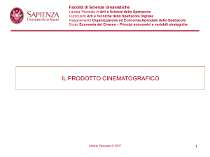 Diapositiva 1 - Dipartimento di Arti e Scienze dello Spettacolo