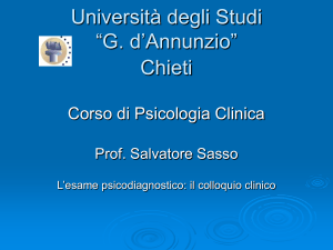 Lezione 3. L`esame psicodiagnostico: il colloquio clinico