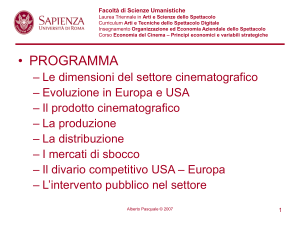 Diapositiva 1 - Dipartimento di Arti e Scienze dello Spettacolo