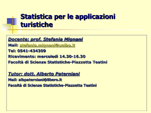 Indagine sul turismo montano - Dipartimento di Scienze Statistiche