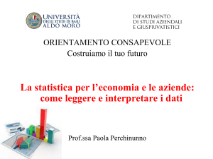 Prof.ssa Paola Perchinunno Seminario in “La statistica per l