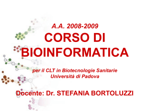 A.A. 2008-2009 CORSO DI BIOINFORMATICA per il CLT in