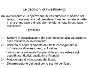 Le decisioni di investimento - Progetto e