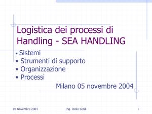 Logistica dei processi di handling - ing. Paolo Sordi