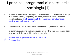 I principali programmi di ricerca della sociologia (1)