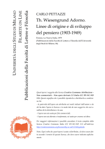 Th. Wiesengrund Adorno. Linee di origine e di