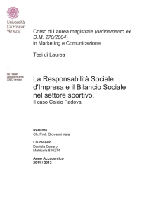 La Responsabilità Sociale d`Impresa e il Bilancio Sociale nel settore