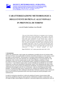 caratterizzazione meteorologica degli eventi di piena e alluvionali in