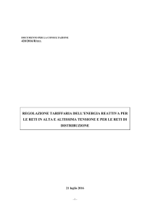 REGOLAZIONE TARIFFARIA DELL`ENERGIA REATTIVA PER LE