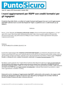 I nuovi aggiornamenti per RSPP con crediti formativi