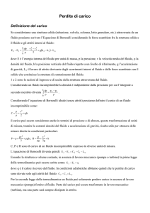 Perdite di carico - Corso di Laurea Magistrale in Chimica Industriale