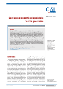 Quetiapina: recenti sviluppi della ricerca preclinica