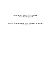 Contemporary Jewish Writers in Italy: a Generational Approach