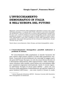 L`INVECCHIAMENTO DEMOGRAFICO IN ITALIA E NELL`EUROPA
