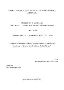 XXII CICLO “I rapporti tra la giustizia sportiva e la giustizia statale