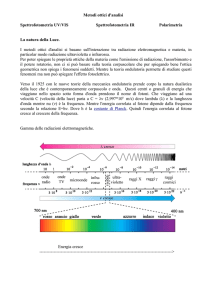 Metodi ottici d`analisi Spettrofotometria UV/VIS Spettrofotometria IR