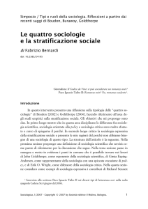 Le quattro sociologie e la stratificazione sociale