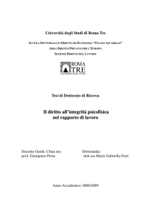 Il diritto all`integrità psicofisica nel rapporto di lavoro