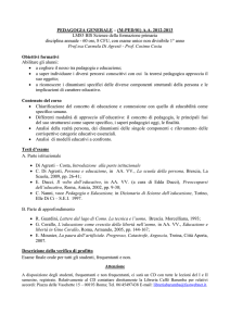 PEDAGOGIA GENERALE – (M-PED/01) AA 2012-2013