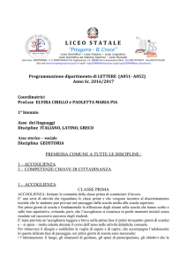 Progr. Dip. Lettere - Biennio Italiano, Latino, Greco, Geostoria