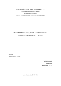 "Trattamento rieducativo e musicoterapia nell`esperienza di San