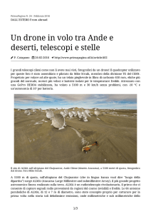 Un drone in volo tra Ande e deserti, telescopi e stelle