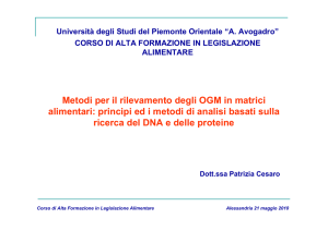 Metodi per il rilevamento degli OGM in matrici alimentari: principi ed